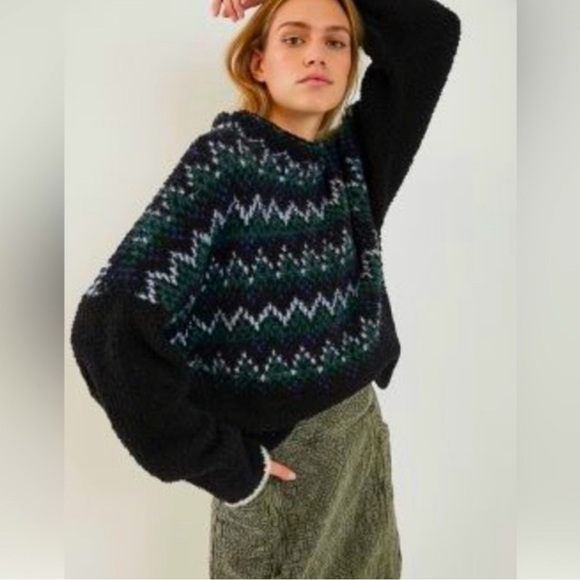 Pilcro Selene Fair Isle Mock Neck Pullover Sweater - Picture 2 of 10